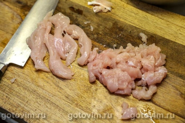 Оладьи из куриного филе с лисичками Оладьи из куриного филе с лисичками