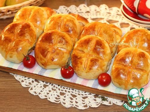 Пироги с мясным фаршем, овощами, соусом Пироги с мясным фаршем, овощами, соусом