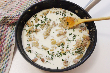 Картофель под жюльеном с курицей и грибами Картофель под жюльеном с курицей и грибами