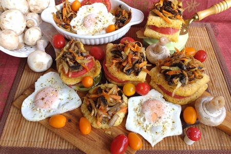 Закуска из овощей и грибов на поленте Закуска из овощей и грибов на поленте