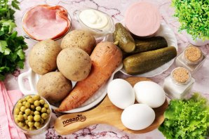 Салат-закуска "Оливье в ветчине" Салат-закуска "Оливье в ветчине"