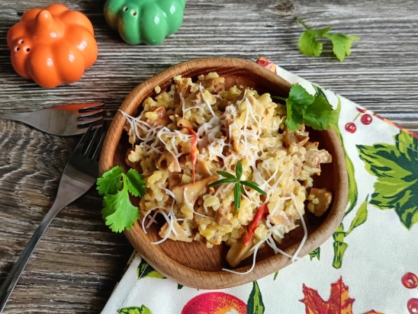 Булгур с лисичками и сметаной Булгур с лисичками и сметаной