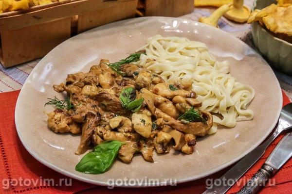 Куриная грудка с лисичками и соусом с голубым сыром Куриная грудка с лисичками и соусом с голубым сыром