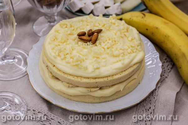 Бисквитный торт с заварным кремом в микроволновке