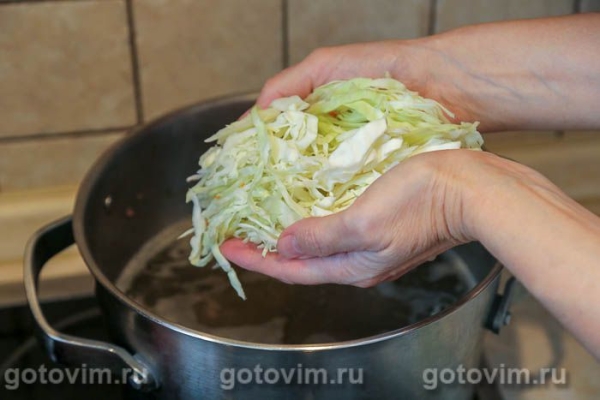 Мясные щи с фасолью, квашеной и свежей капустой