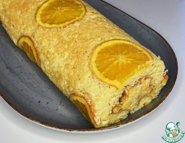 Апельсиновый рулет с апельсиновым кремом