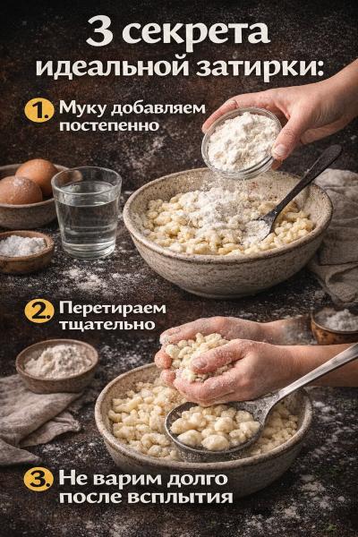 Суп с затиркой как у бабушки: ароматный вкус детства. Готовим за 15 минут
