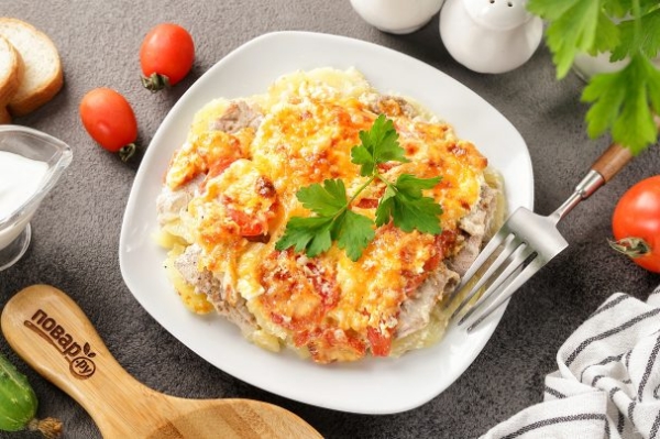 Картошка по-французски с помидорами Картошка по-французски с помидорами