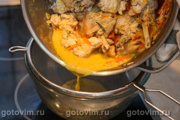 Фрикасе из кролика с соусом на желтках
