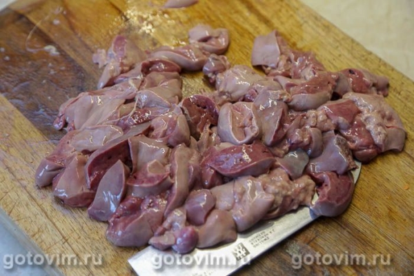 Жареная куриная печень с луком и яйцом