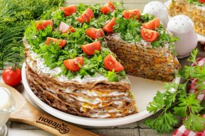 Печеночный торт с морковью