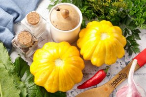 Патиссоны, маринованные кусочками Патиссоны, маринованные кусочками