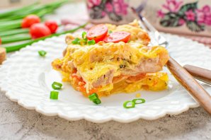 Мясо по-французски с курицей