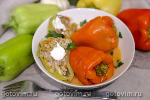 Фаршированные перцы в микроволновке
