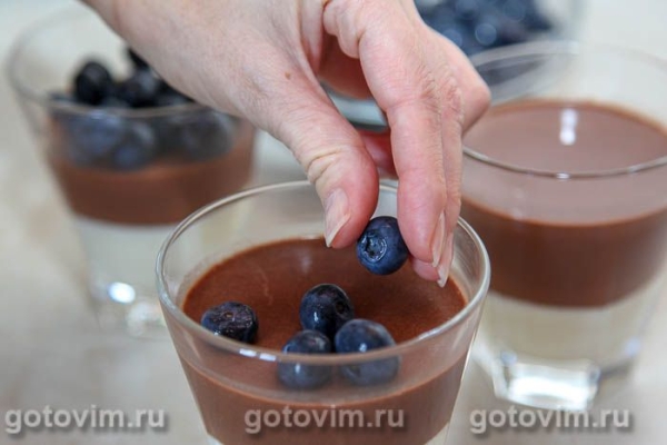 Двухцветный баварский крем с голубикой Двухцветный баварский крем с голубикой