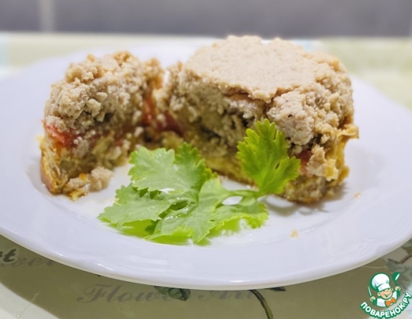 Баклажановая запеканка с куриным фаршем