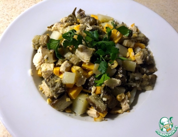 Баклажаны с курицей и кешью Баклажаны с курицей и кешью