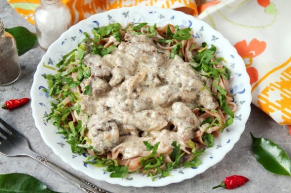 Печень по-строгановски с молоком Печень по-строгановски с молоком