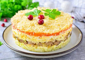 Салат "Мимоза" с копчёной скумбрией Салат "Мимоза" с копчёной скумбрией