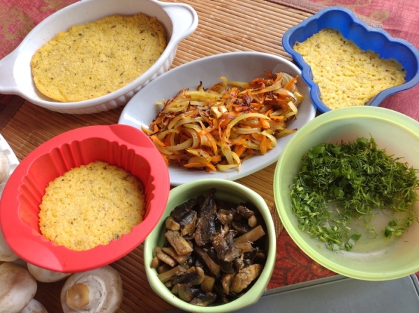 Закуска из овощей и грибов на поленте Закуска из овощей и грибов на поленте