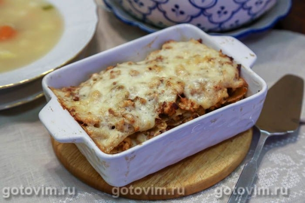 Лазанья с рыбным фаршем из лосося и жареным беконом Лазанья с рыбным фаршем из лосося и жареным беконом