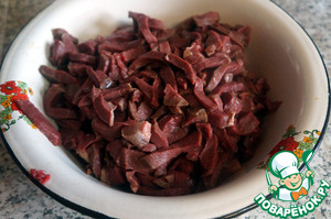 Бефстроганов из говяжьего сердца