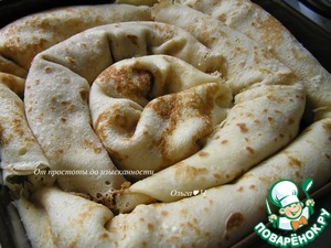 Блинчики с творогом, запеченные в сливках