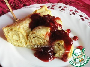 Блинчики с творогом, запеченные в сливках