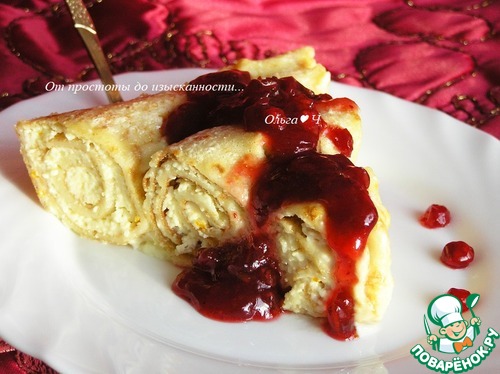 Блинчики с творогом, запеченные в сливках