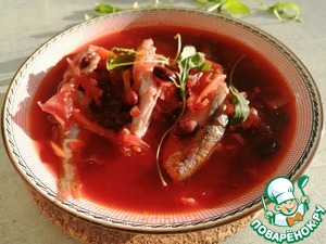 Борщ с фасолью и мойвой