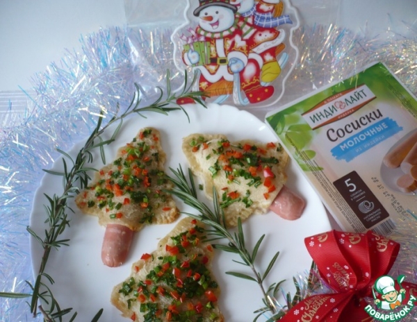 Бутерброд с сосиской "Ёлочка" Бутерброд с сосиской "Ёлочка"