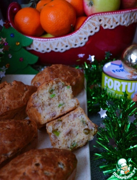 Сырные кексы с тунцом и горошком Сырные кексы с тунцом и горошком