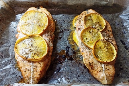 Сёмга, запеченная с апельсинами