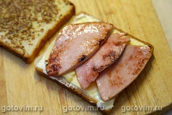 Арканзасский сэндвич с жареной колбасой и чипсами Арканзасский сэндвич с жареной колбасой и чипсами