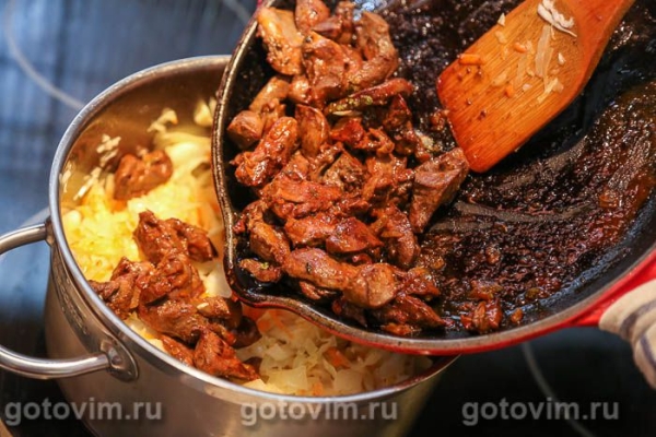 Бигус из квашеной капусты с сердечками индейки