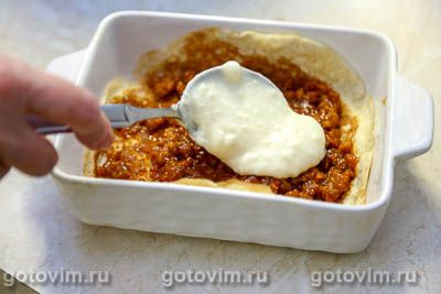 Лазанья из блинов с мясным фаршем и сырным соусом бешамель Лазанья из блинов с мясным фаршем и сырным соусом бешамель