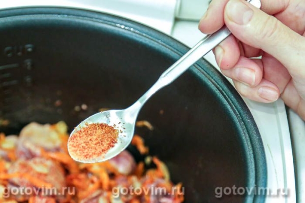 Плов с куриной печенью в мультиварке