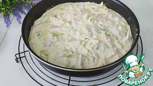 Заливной пирог с пекинской капустой и ветчиной