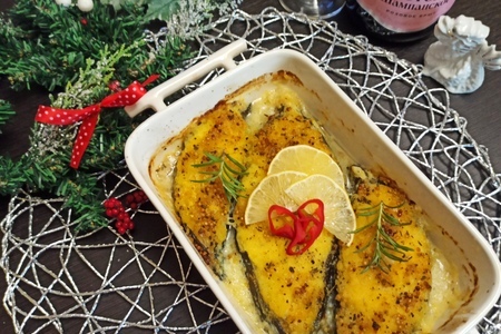 Запечённая зубатка в медово-горчичном маринаде