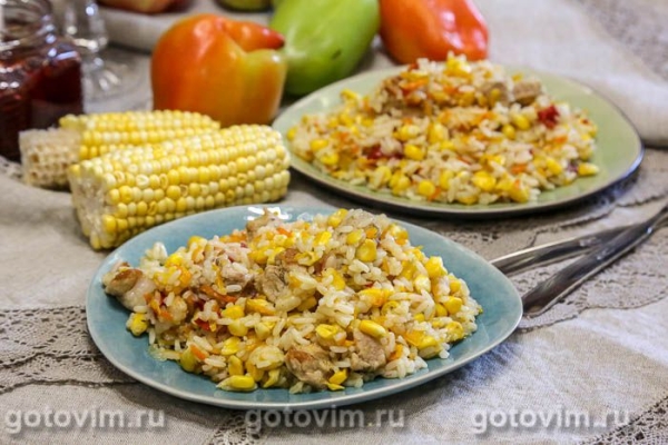 Рис с мясом и свежей кукурузой Рис с мясом и свежей кукурузой