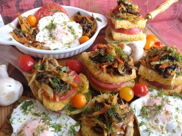 Закуска из овощей и грибов на поленте Закуска из овощей и грибов на поленте