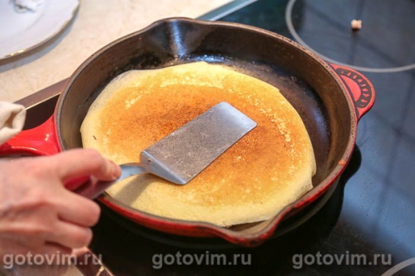 Блины с припеком из фарша с яйцом