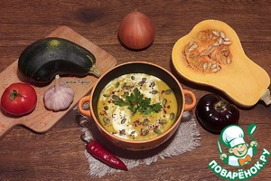 Чечевично-тыквенный суп с кабачком
