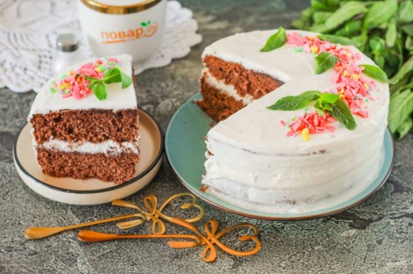 Шоколадный торт со сметанным кремом без пропитки Шоколадный торт со сметанным кремом без пропитки