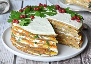 Печеночный торт из говяжьей печени