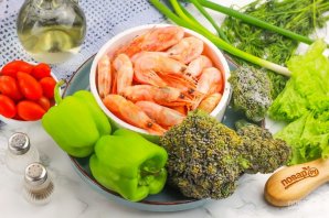 Креветки с овощами Креветки с овощами