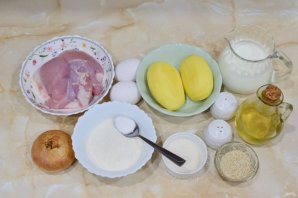 Пирог с курицей и картошкой на кефире Пирог с курицей и картошкой на кефире