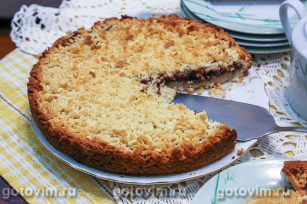 Постный тертый пирог с вареньем Постный тертый пирог с вареньем