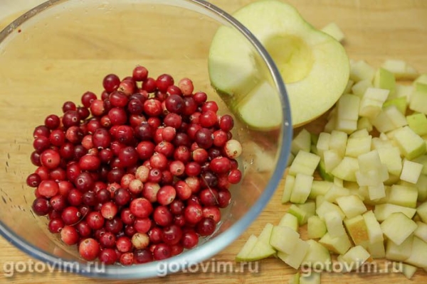 Открытый пирог с клюквой и яблоками Открытый пирог с клюквой и яблоками