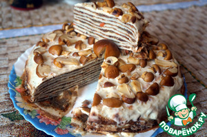 Блинный пирог с грибами